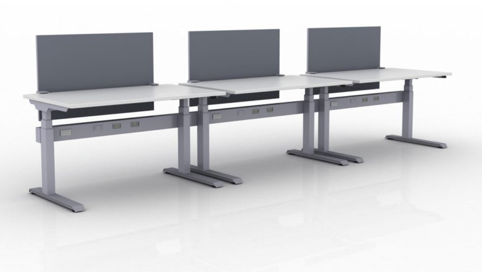 KINEX 3-Pack Single Run Benching, created with height adjustment in 2 stages. Model KN015 is 48x30 inches, and placed on a white background.