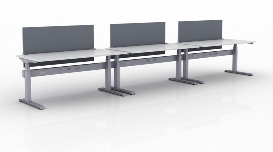 KINEX 3-Pack Single Run Benching, created with height adjustment in 2 stages. Model KN019 is 60x30 inches, and placed on a white background.