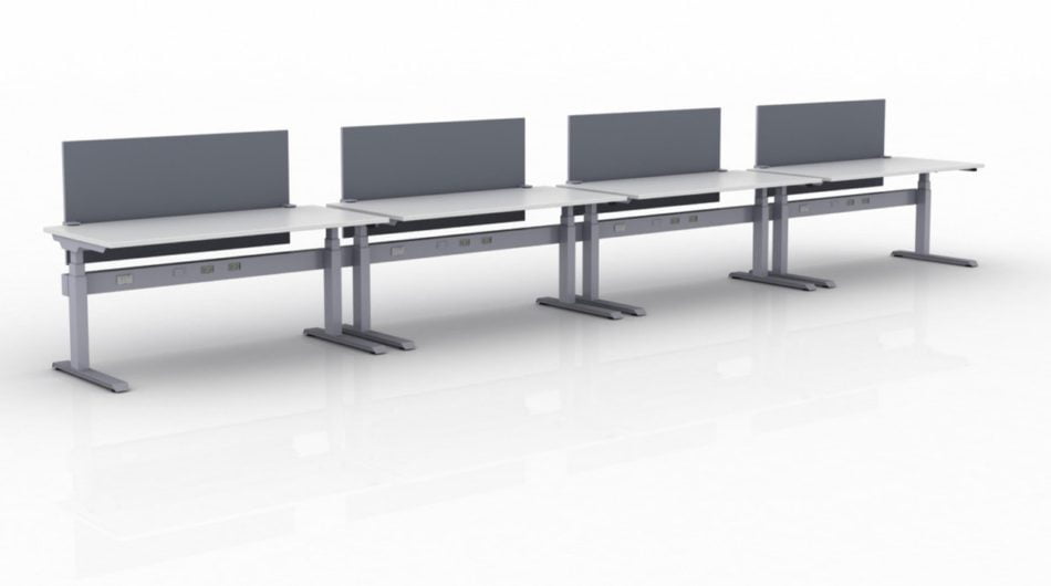 KINEX 4-Pack Single Run Benching, created with height adjustment in 2 stages. Model KN020 is 60x30 inches, and placed on a white background.
