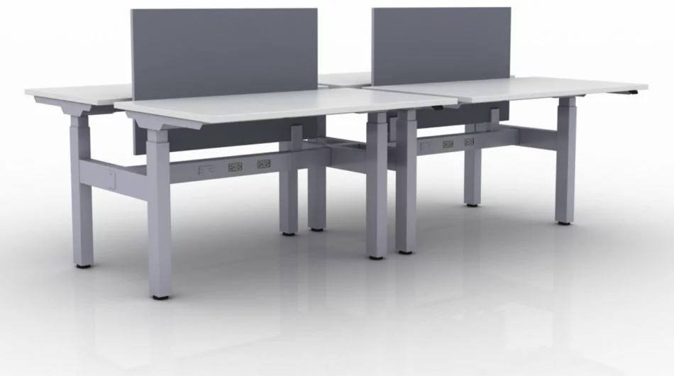 KINEX 4-Pack Double Run Benching, created with height adjustment in 3 stages. Model KN026 is 48x30 inches, and placed on a white background.
