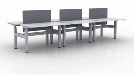 KINEX 6-Pack Double Run Benching, created with height adjustment in 3 stages. Model KN027 is 48x30 inches, and placed on a white background.