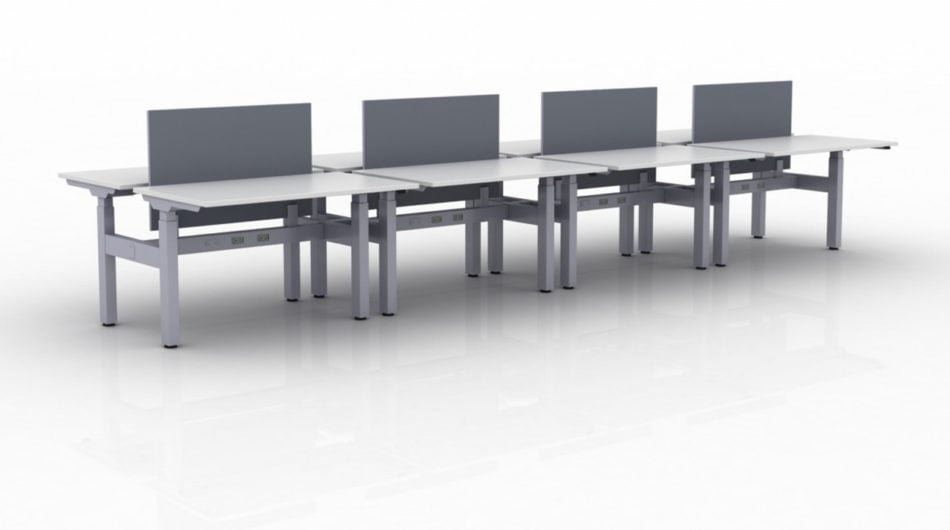 KINEX 8-Pack Double Run Benching, created with height adjustment in 3 stages. Model KN028 is 48x30 inches, and placed on a white background.