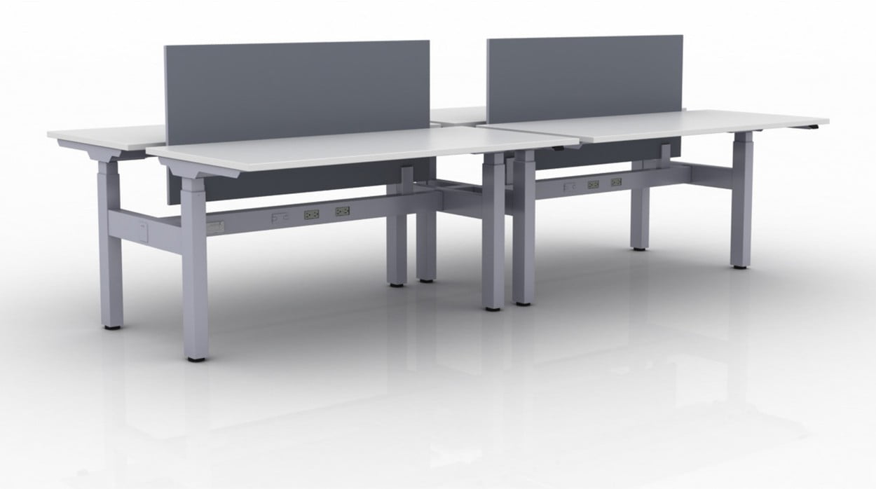 KINEX 4-Pack Double Run Benching, created with height adjustment in 3 stages. Model KN030 is 60x30 inches, and placed on a white background.