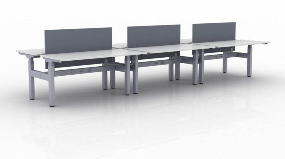KINEX 6-Pack Double Run Benching, created with height adjustment in 3 stages. Model KN031 is 60x30 inches, and placed on a white background.