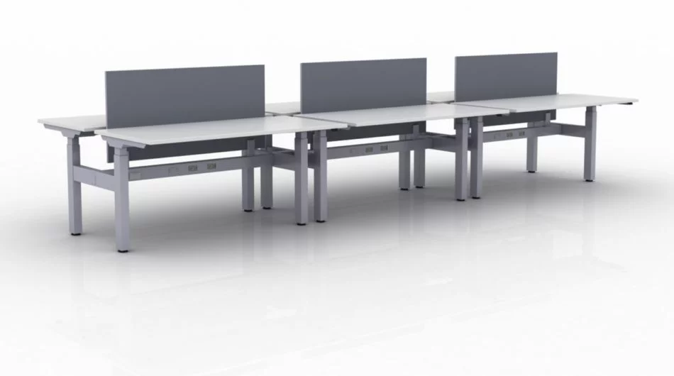 KINEX 6-Pack Double Run Benching, created with height adjustment in 3 stages. Model KN031 is 60x30 inches, and placed on a white background.