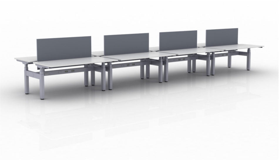 KINEX 8-Pack Double Run Benching, created with height adjustment in 3 stages. Model KN032 is 60x30 inches, and placed on a white background.