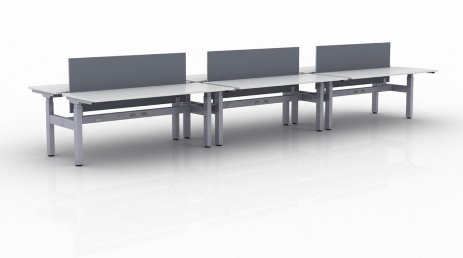KINEX 6-Pack Double Run Benching, created with height adjustment in 3 stages. Model KN035 is 72x30 inches, and placed on a white background.