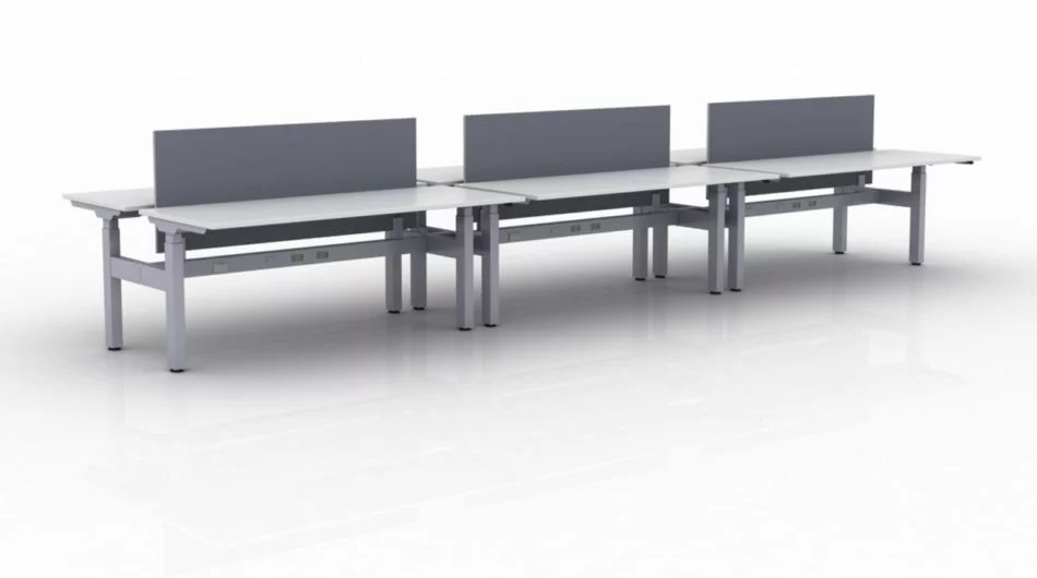 KINEX 6-Pack Double Run Benching, created with height adjustment in 3 stages. Model KN035 is 72x30 inches, and placed on a white background.