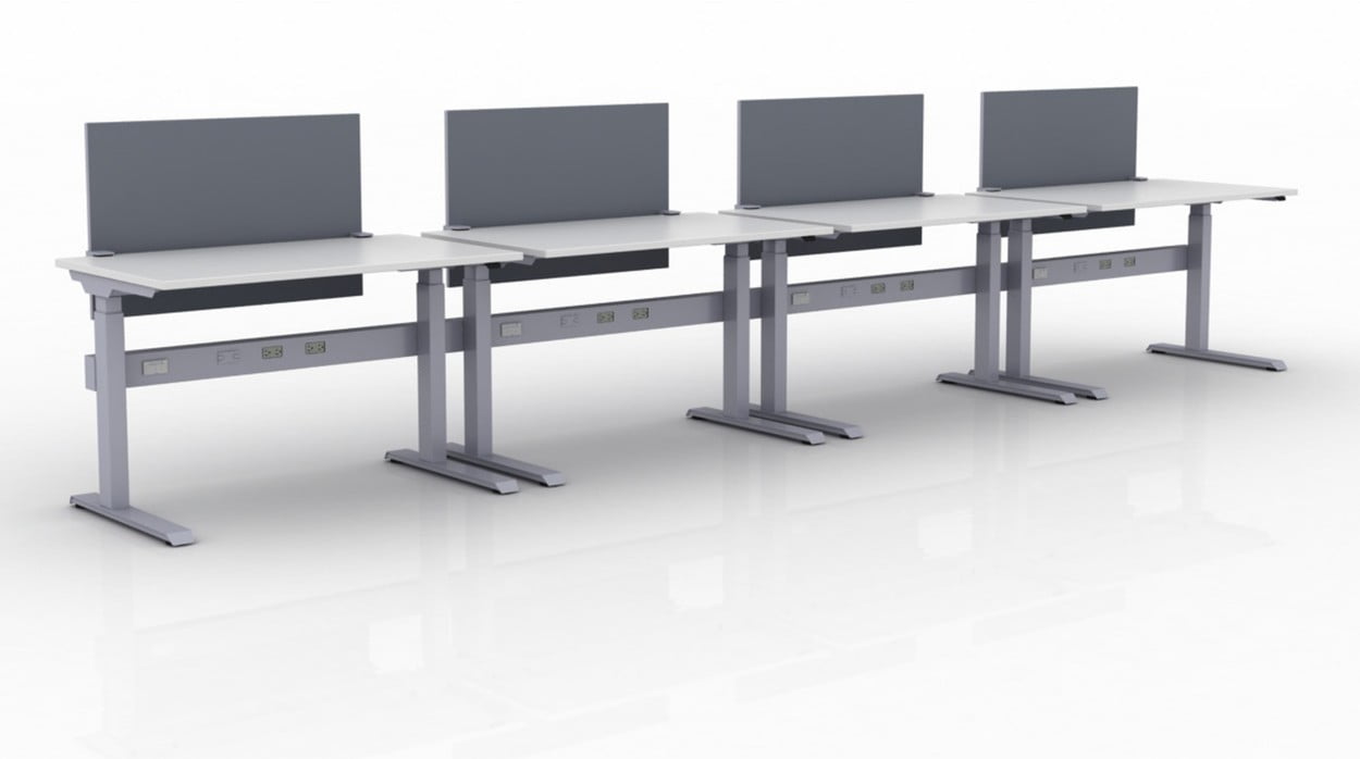 KINEX 4-Pack Single Run Benching, created with height adjustment in 3 stages. Model KN040 is 48x30 inches, and placed on a white background.