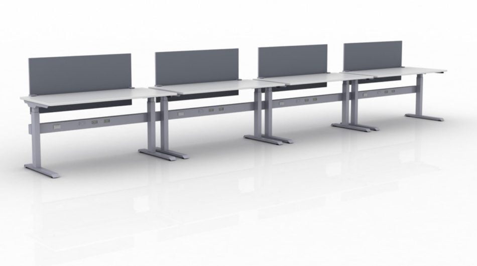 KINEX 4-Pack Single Run Benching, created with height adjustment in 3 stages. Model KN044 is 60x30 inches, and placed on a white background.