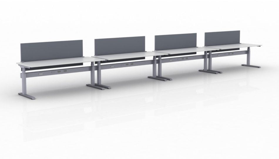 KINEX 4-Pack Single Run Benching, created with height adjustment in 3 stages. Model KN048 is 72x30 inches, and placed on a white background.