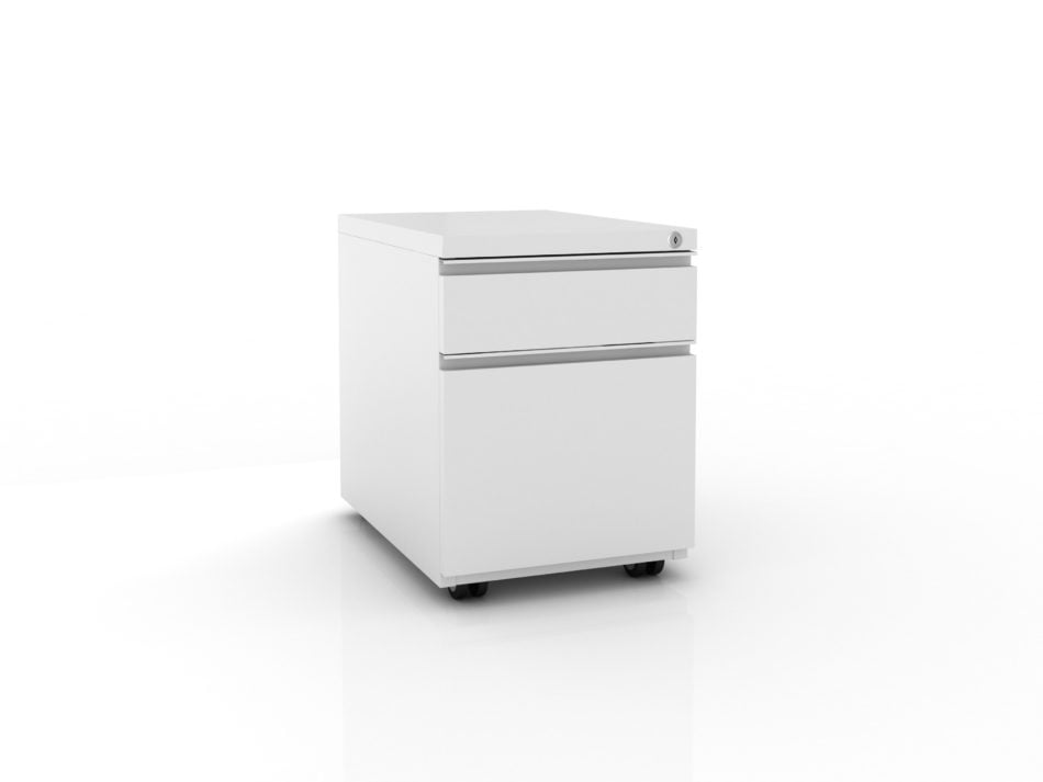 Quarter view of an ICON Pedestal Drawer Storage in White.
