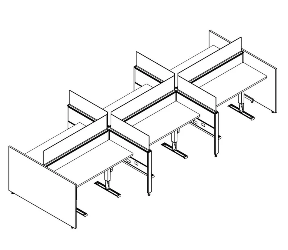 Technical drawing of EPB504, configured in a double run for six people.