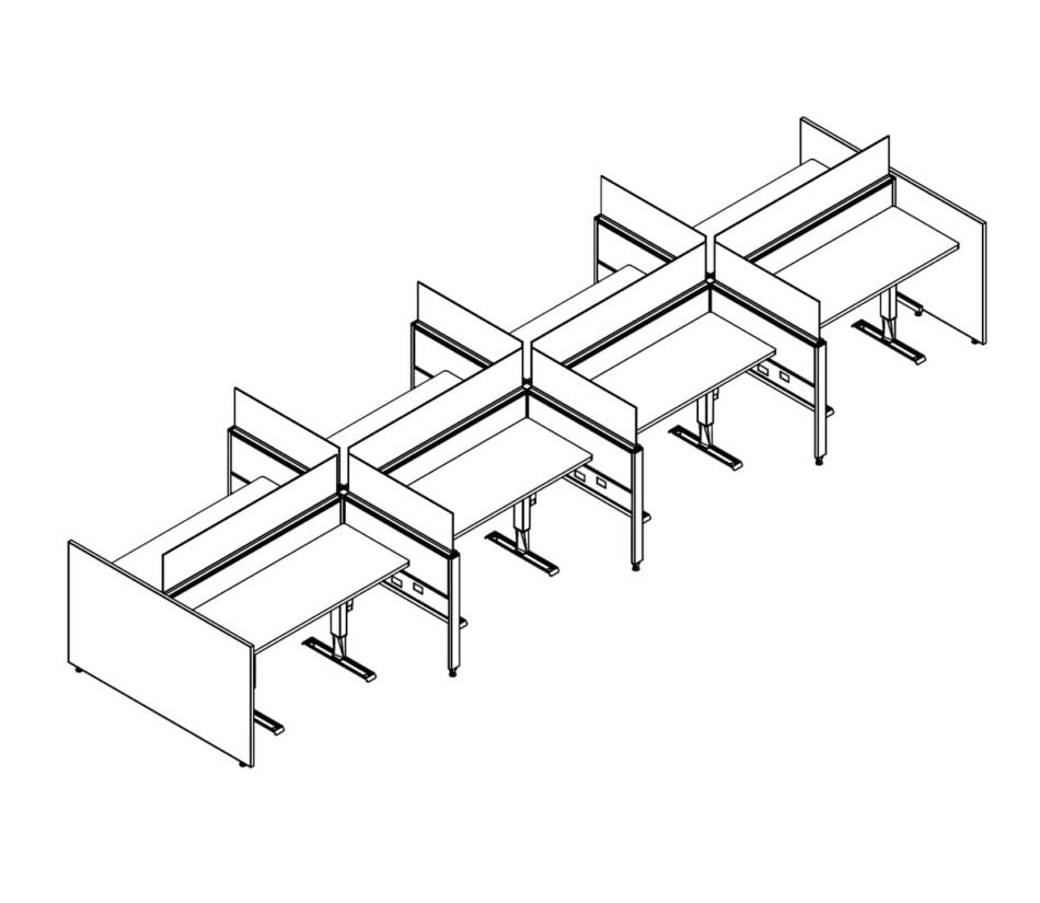 Technical drawing of EPB504, configured in a double run for eight people.