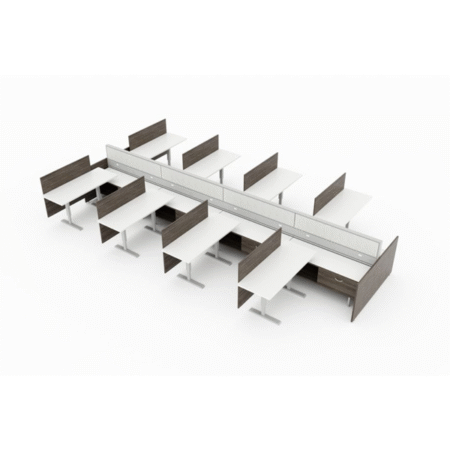 Evolve Power Beam Group Workstations with Metal and Fabric Wall Panels, L-Shape - EPB530