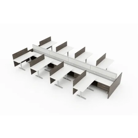 Evolve Power Beam Group Workstations with Metal and Fabric Wall Panels, L-Shape - EPB530