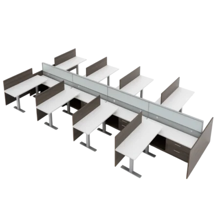 Evolve Power Beam Group Workstations with Metal and Fabric Wall Panels, L-Shape - EPB530
