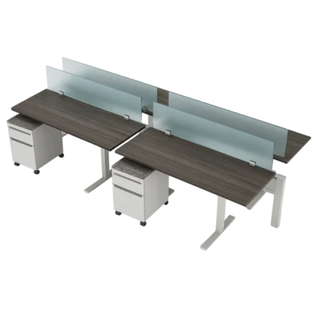 Evolve Power Beam Workstations with Full Glass Front Paneling, Mobile Storage Drawers - EPB510