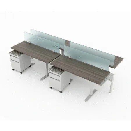 Evolve Power Beam Workstations with Full Glass Front Paneling, Mobile Storage Drawers - EPB510