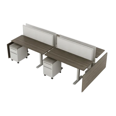 Evolve Power Beam Workstations with Tall Fabric Wall Panels - EPB534