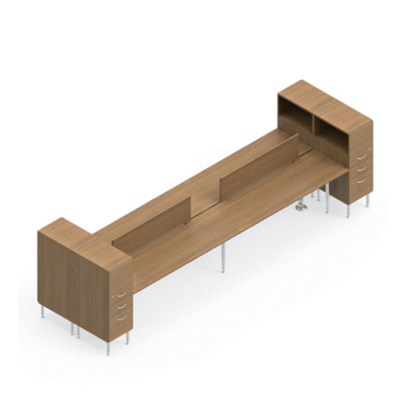 Global Sidebar 4-Person SideBar, Modular Benching with Partial Privacy and Side Storage Tower, Modern Shared Workstations Office Supplies