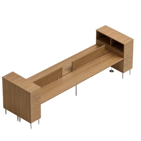 Global Sidebar 4-Person SideBar, Modular Benching with Partial Privacy and Side Storage Tower, Modern Shared Workstations Office Supplies