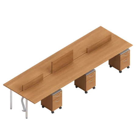 Global Sidebar 6-Person Partial Privacy Workstation with Tackboard, Includes Office Storage