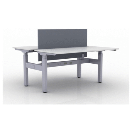 KINEX Adjustable Height Benching, 2-Person Workspace, Pair of Facing Desks (Double Run)