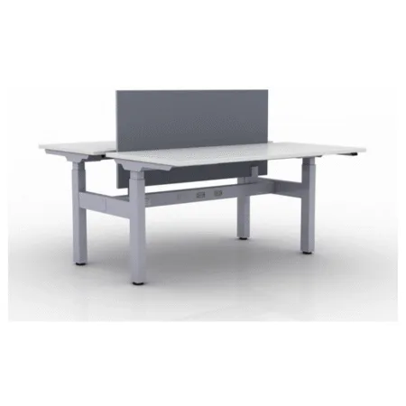 KINEX Adjustable Height Benching, 2-Person Workspace, Pair of Facing Desks (Double Run)