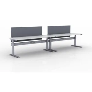 KINEX Adjustable Height Benching, 2-Person Workspace, Pair of Work Desks (Single Run)