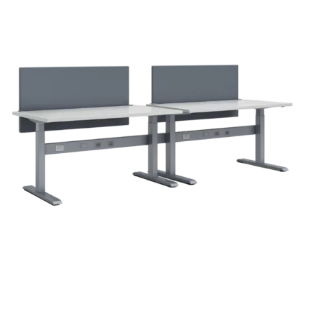 KINEX Adjustable Height Benching, 2-Person Workspace, Pair of Work Desks (Single Run)