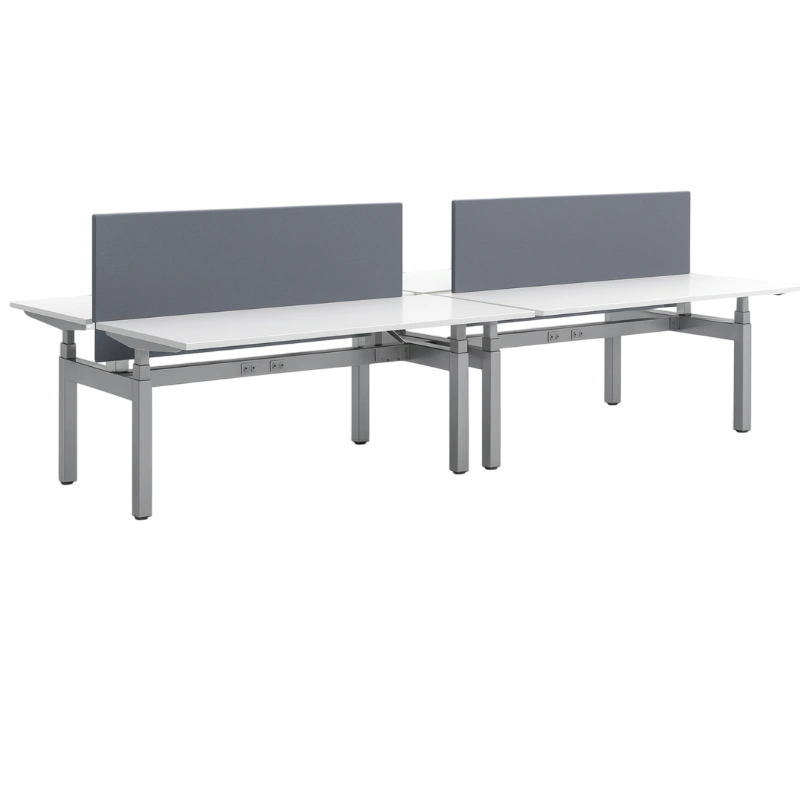 KINEX Adjustable Height Benching, 4-Person Workstation (Double Run)