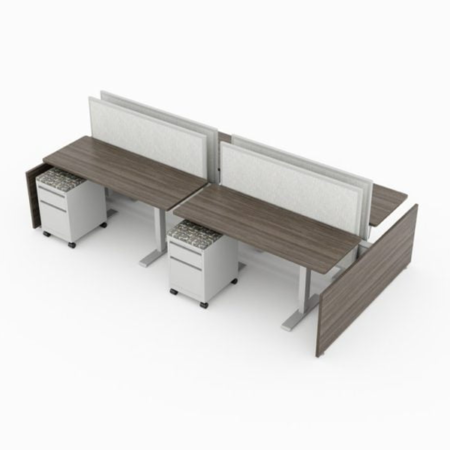 Evolve Power Beam Workstations with Tall Fabric Wall Panels - EPB534