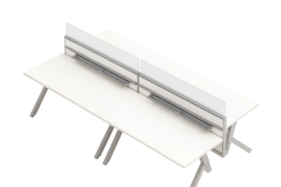 Evolve Power Beam Training Room Tables, Metal and Laminate with Glass Topped Wall Panels, Group Sessions and Workshops - EPB526