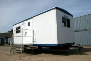 white mobile office trailer