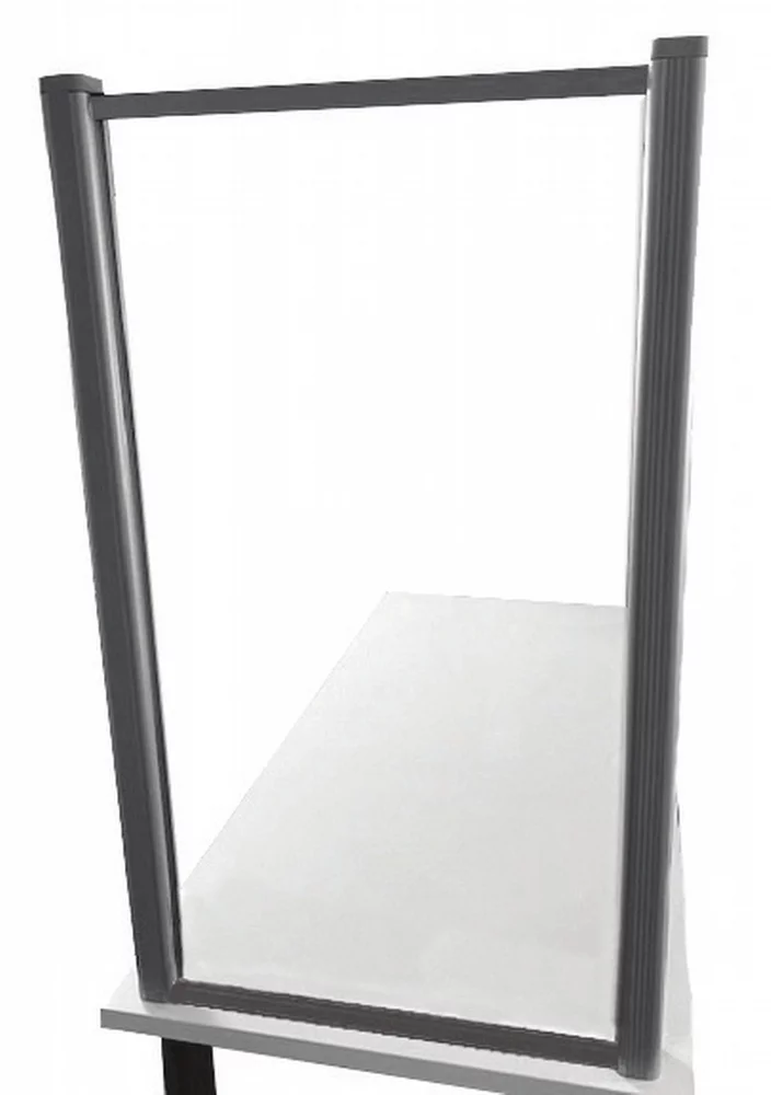 Facing a Borders (model) screen that is mounted on the end of a table.