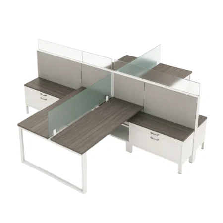 Evolve 4-Person Semi-Private Workstations, 4-Way Facing Rows - EV507