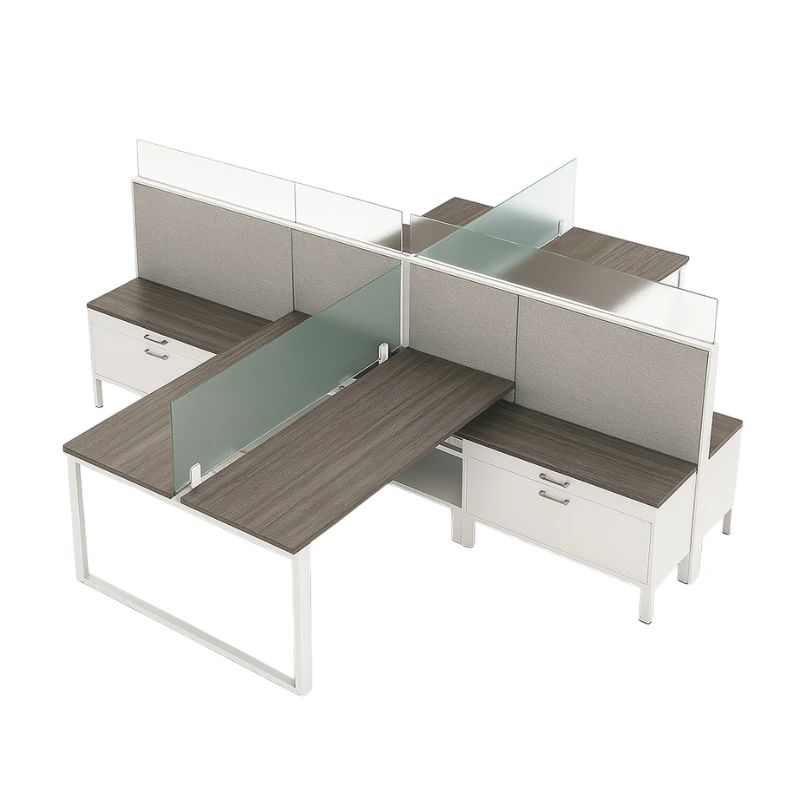 Evolve 4-Person Semi-Private Workstations, 4-Way Facing Rows - EV507