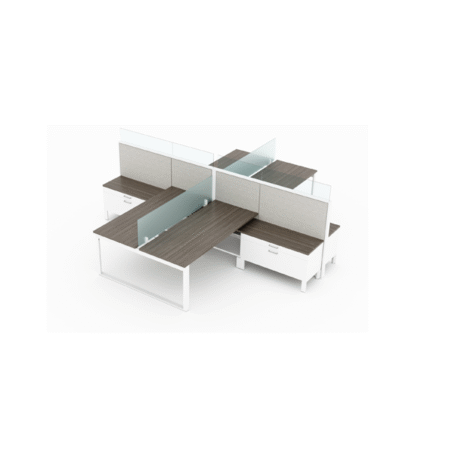 Evolve 4-Person Semi-Private Workstations, 4-Way Facing Rows - EV507