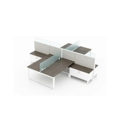 Evolve 4-Person Semi-Private Workstations, 4-Way Facing Rows - EV507