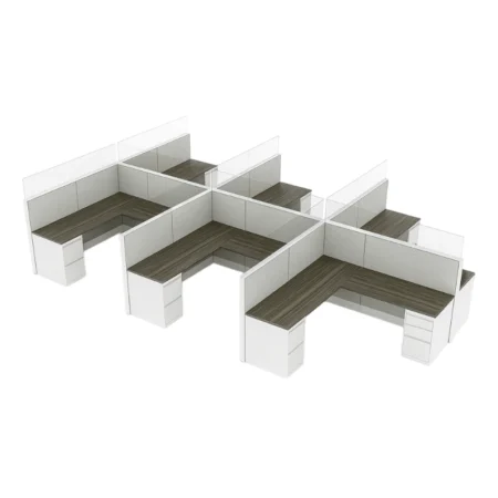 Evolve 6-Person Workspace, 2 Rows of Modular Cubicles With Drawers - EV510