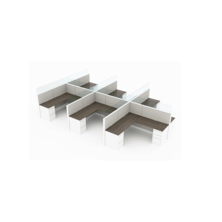 Evolve 6-Person Workspace, 2 Rows of Modular Cubicles With Drawers - EV510