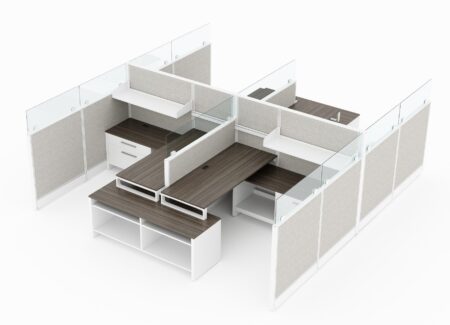 Compile 4-Pack 42" to 54" H Office Cubicle System 6X6 with Glass Panels and Storage