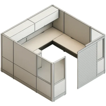 Compile Large 8X8 Single Cubicle with Glass Panels, Sliding Door, Storage and Whiteboard