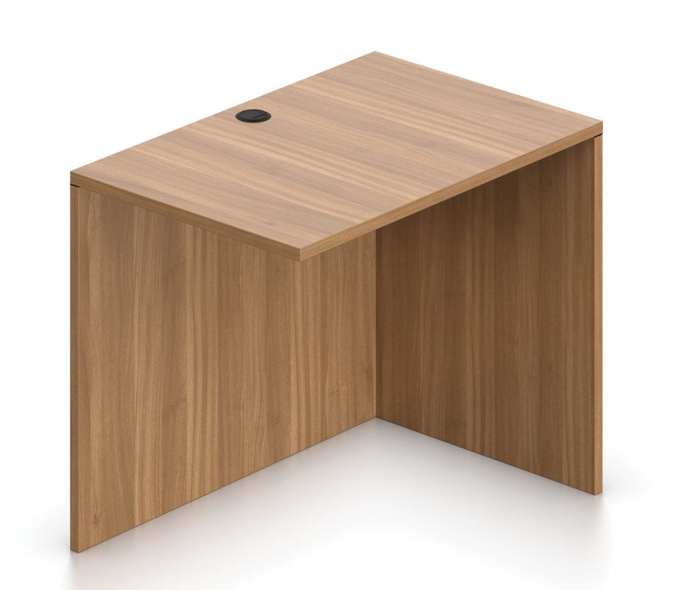 Orthographic view of an Offices to Go 36 inch return shell. It has an Autumn Walnut laminate finish.