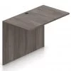 Orthographic view of an Offices to Go 42 inch flush bridge module. It has an Artisan Grey laminate finish.