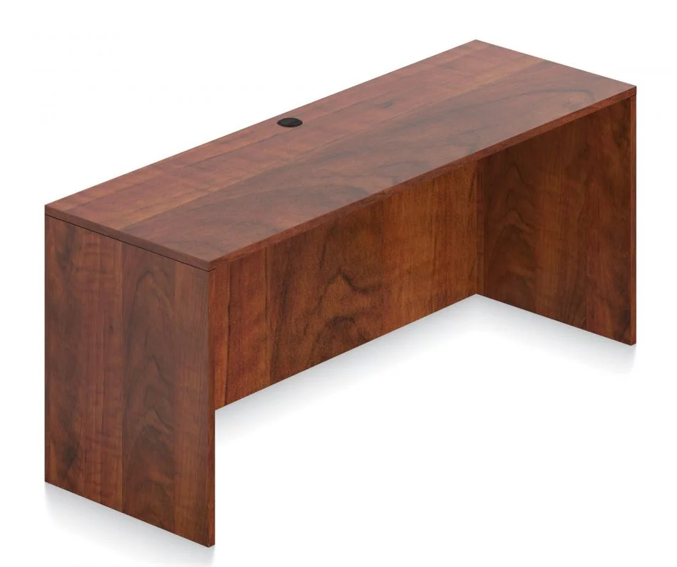 Orthographic view of an Offices to Go 71 inch modular credenza shell. It has an American Dark Cherry laminate finish.