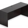 Orthographic view of an Offices to Go 71 inch modular credenza shell. It has an American Espresso laminate finish.