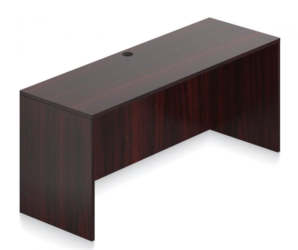 Orthographic view of an Offices to Go 71 inch modular credenza shell. It has an American Mahogany laminate finish.