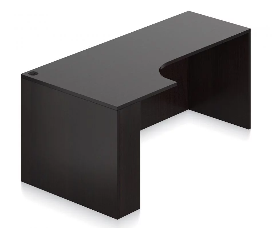 Offices-to-Go 71" Credenza with Corner Extension, SL7136CEL - American Espresso Finish Orthographic view of an Offices to Go 71 inch credenza, with corner extension. It has an American Espresso laminate finish.